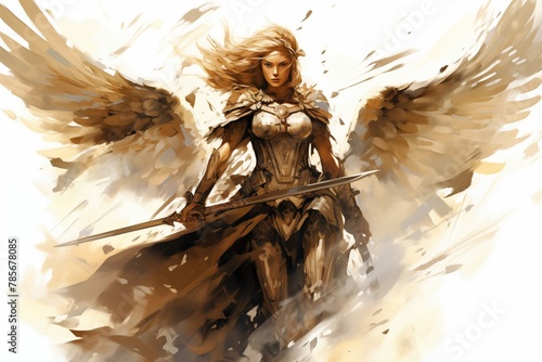 Illustration of a Valkyrie on a White Background
