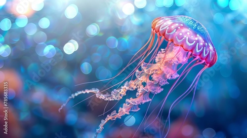 Jolly jellyfish with shimmering tentacles AI generated illustration