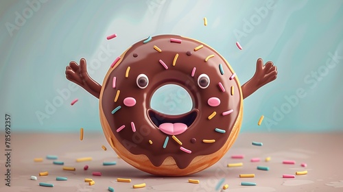 the sweetest character you'll ever meet: explore a funny chocolate donut cartoon character a sprinkle of fun with this chocolate donut character: explore a funny cartoon illustration where laughter me