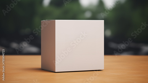 Boîte en carton posé sur un fond neutre. Mock-up pour marque, entreprise. Objet, colis, emballage. Commerce, entrepôt. Pour conception et création graphique. 