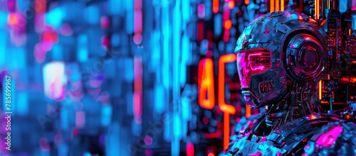 Intelligence artificielle, AI, IA, android, robot, ordinateur intelligent, Processus d'apprentissage automatique, Concept des technologies informatiques modernes, circuit intelligent