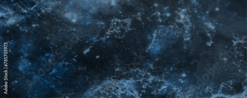 Abstract dark blue and glow particle abstract background. Abstract pentagon particle-filled blue nebula in deep space