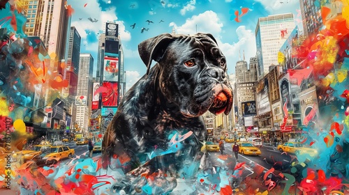 pit bull dog collage art