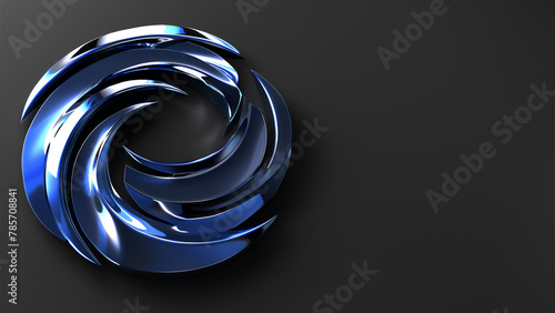 Logo design 3d spirale bleue métal