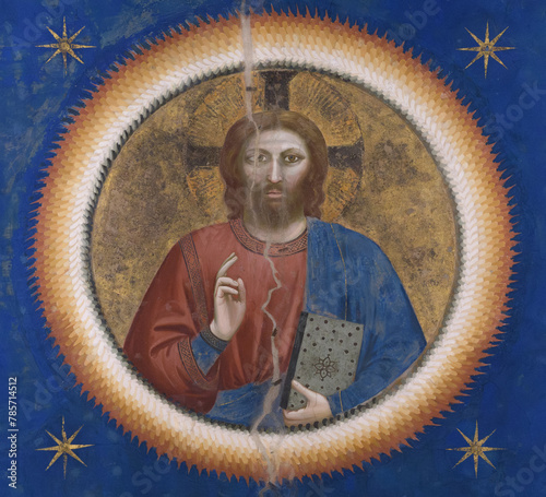 Fresco Giotto "Christ Pantochrator" in the ceiling of Scrovegni Chapel