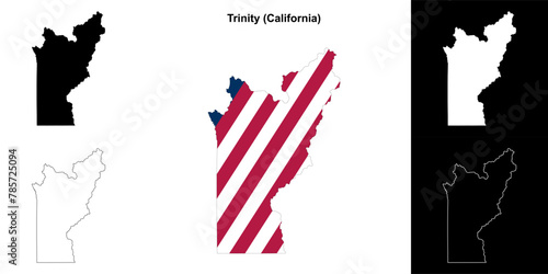 Trinity County (California) outline map set