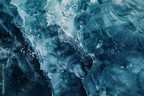 Delve into a surreal dreamscape where abstract patterns merge with the cold embrace of ice