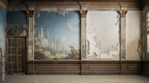restoration old walls with paintings