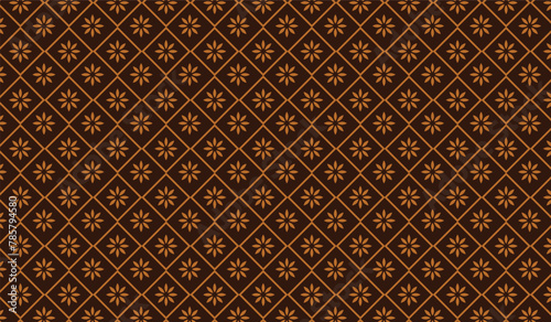 Flower geometric pattern. Seamless vector background. Brown and gold ornament. Ornament for fabric, wallpaper, packaging.