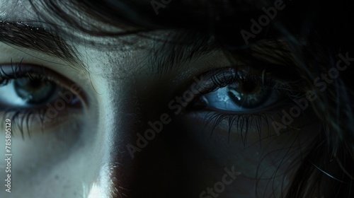 Even in the darkness the faint shadows of her lashes could be seen giving her a mysterious aura. .