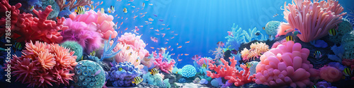 Underwater Adventure: 3D Model of a Playground with Animated Sea Life and Colorful Coral