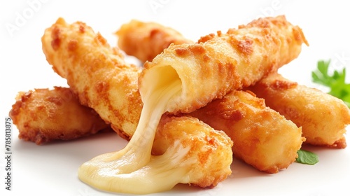 Close-up of cheesy mozzarella sticks with marinara sauce, Concept of indulgent snacks and fast food appeal