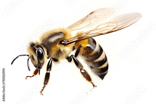 bee isolated on white background. watercolor illustration. hand drawing.