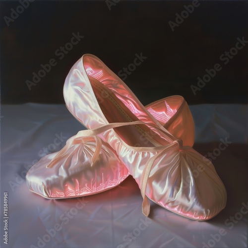 Ballet Slippers Delicately Lit in Classical Ambiance: Dance in Refined Elegance