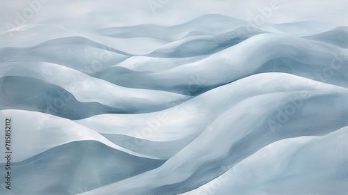 Softly layered abstract shapes in white and pale blues, evoking snowdrifts and the undulating winter landscape. 