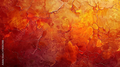 Abstract, crackling textures in fiery oranges and reds, mimicking a witch's cauldron. 
