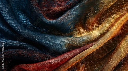 Graduation gown fabric texture abstract, in deep hues, representing solemnity and tradition.