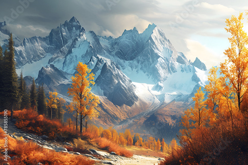 Panorama Mountain Autumn Landscape