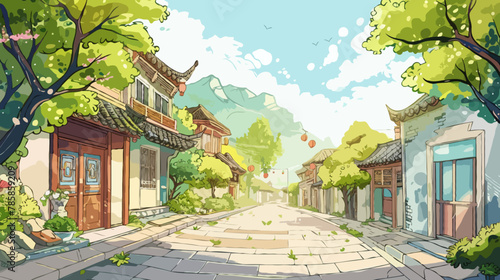 Background China town, Illustration.
