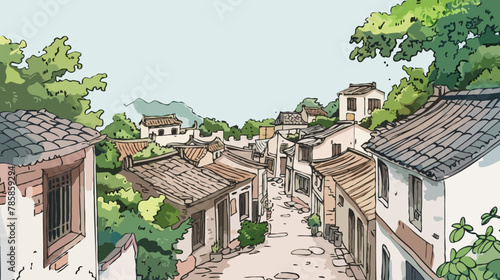 Background China town, Illustration.