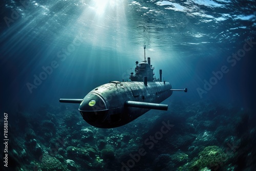 Submarine Surveillance Mission: Submarine conducting a surveillance mission.