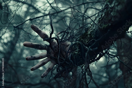 Twisted and Contorted Branches Reaching Out from the Depths of a Gothic Forest to Ensnare the Unwary Traveler