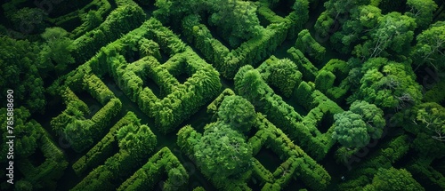  a layered greenery plants maze captured from a height.