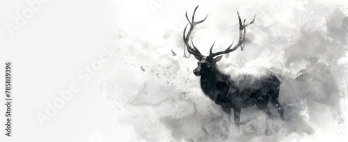 magical elk artwork in a high fantasy scene on a white background