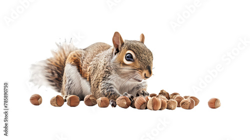 squirrel with nut isolated on white background