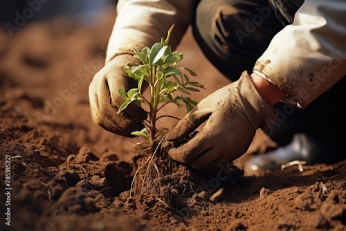 Root Pruning: Close-up of an astronaut carefully pruning plant roots.
