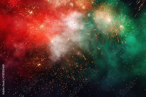 Mexico fireworks, representing mexican flag in green, white and red. Frequently seen on independence day on 16 september or in Mexico national football team match