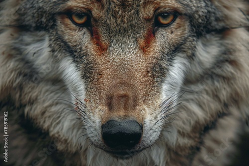 Close-up portrait of a wild wolf (Canis lupus)