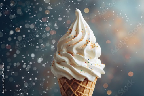 cone with delicious ice cream, delicious summer dessert