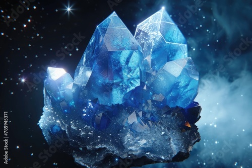 Beautiful blue crystal in space