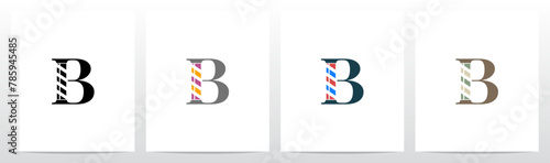Barber Shop Sign on Letter Initial Logo Design B