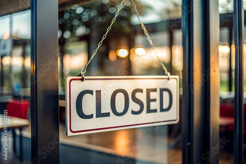 Sign of ‘Closed’ on a restaurant door, indicating end of service for the day.