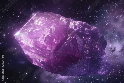 Beautiful purple emerald stone in space