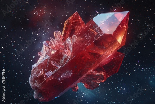 Beautiful red emerald stone in space