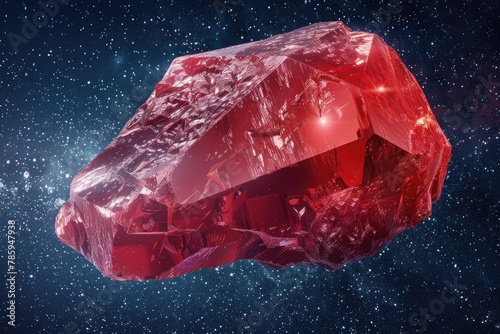 Beautiful red emerald stone in space