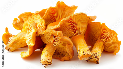 Forest mushrooms chanterelles isolated on the white background