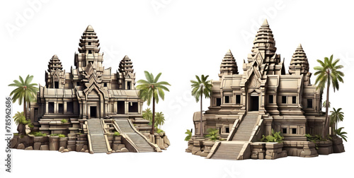 set of angkor wat isolated on transparent background