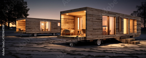 Futuristic wooden mobile house design.