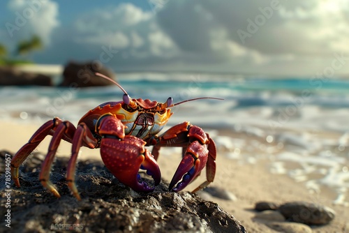 Red crab on the beach in Seychelles, Mahe