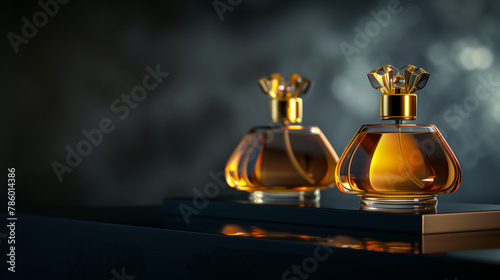 Two luxury perfume bottles and background