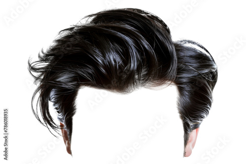 Stylish hair wig with trendy design isolated on background, front view, fashionable hairstyle concept.