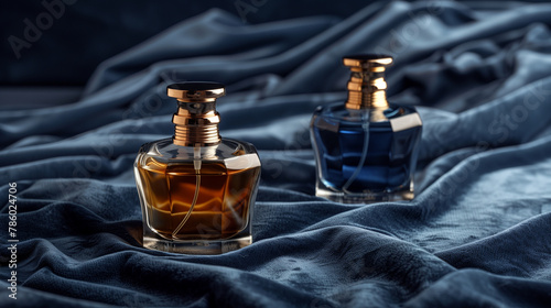 Blue and orange perfume bottle