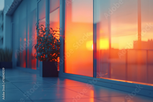 An illustration showing the application of nanocoatings on windows that automatically adjust light t