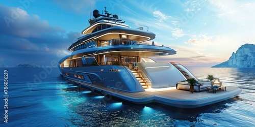 Yachting Luxury Super Yacht: 3D Illustration of Mega Transport in High Resolution