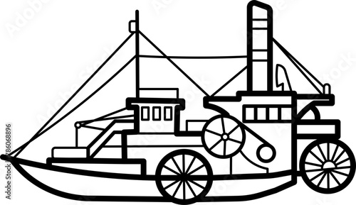 Steamboat Outline Illustration