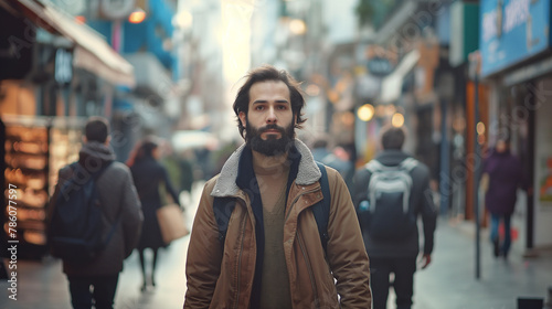 Bearded man in urban setting